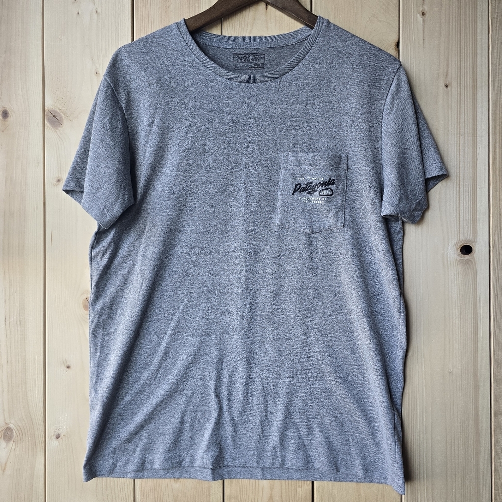 Patagonia Viva Los Fun Hogs Short Sleeved T Shirt Grey Mens Large